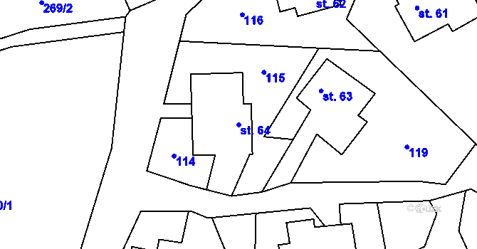Parcela st. 64 v KÚ Poříčí u Litomyšle, Katastrální mapa