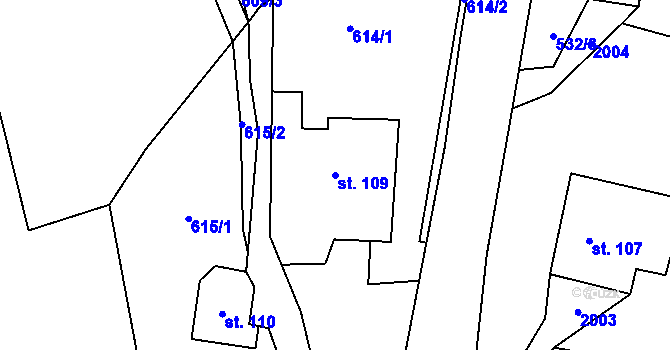 Parcela st. 109 v KÚ Poříčí u Litomyšle, Katastrální mapa