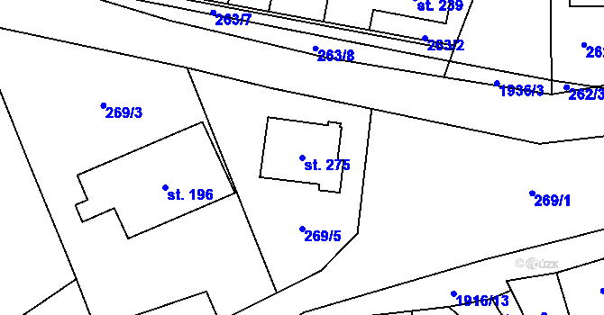 Parcela st. 275 v KÚ Poříčí u Litomyšle, Katastrální mapa