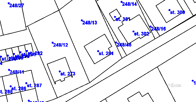 Parcela st. 281 v KÚ Poříčí u Litomyšle, Katastrální mapa