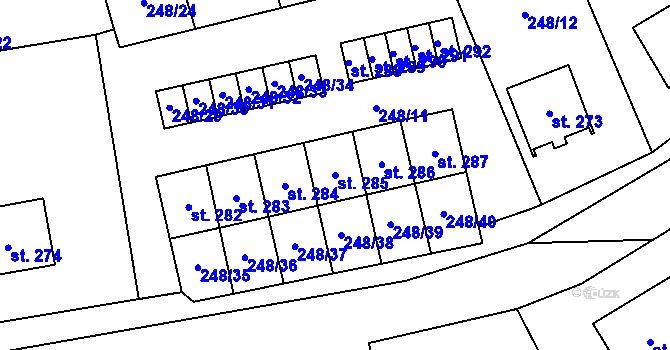 Parcela st. 285 v KÚ Poříčí u Litomyšle, Katastrální mapa