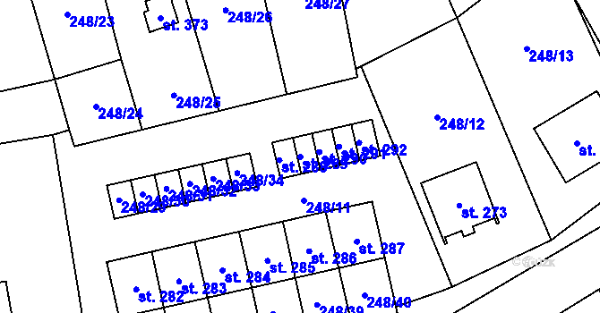 Parcela st. 289 v KÚ Poříčí u Litomyšle, Katastrální mapa