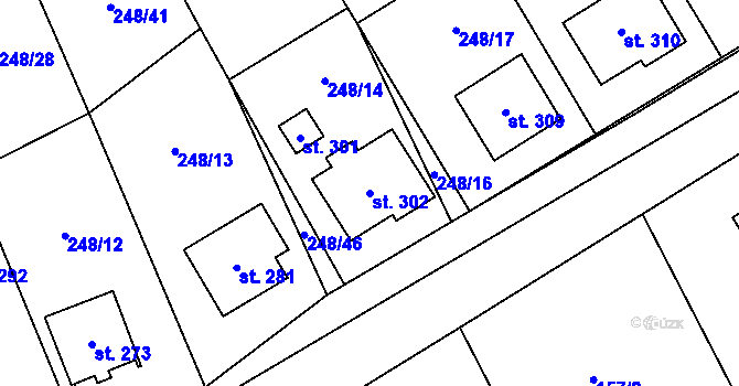 Parcela st. 302 v KÚ Poříčí u Litomyšle, Katastrální mapa
