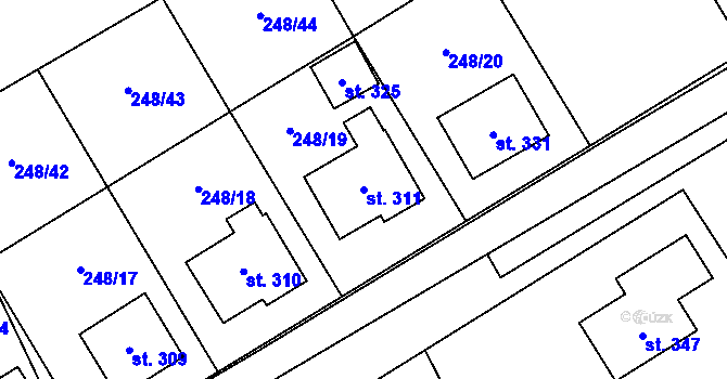 Parcela st. 311 v KÚ Poříčí u Litomyšle, Katastrální mapa