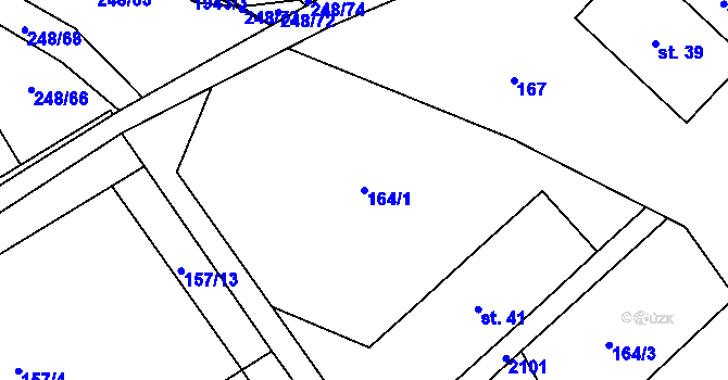 Parcela st. 164/1 v KÚ Poříčí u Litomyšle, Katastrální mapa