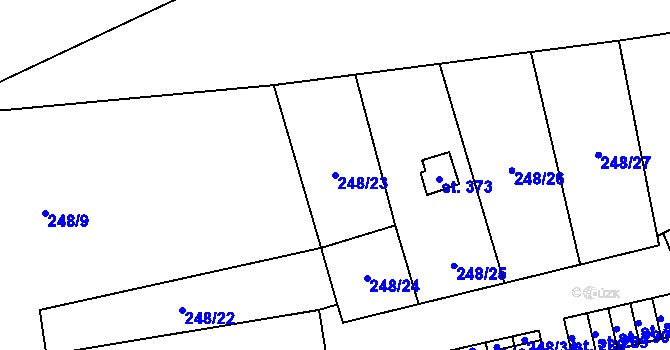 Parcela st. 248/23 v KÚ Poříčí u Litomyšle, Katastrální mapa