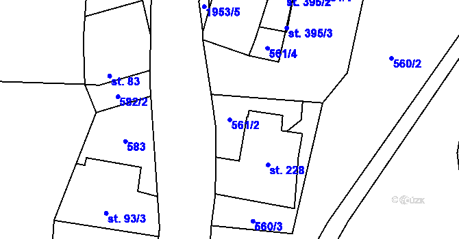 Parcela st. 561/2 v KÚ Poříčí u Litomyšle, Katastrální mapa