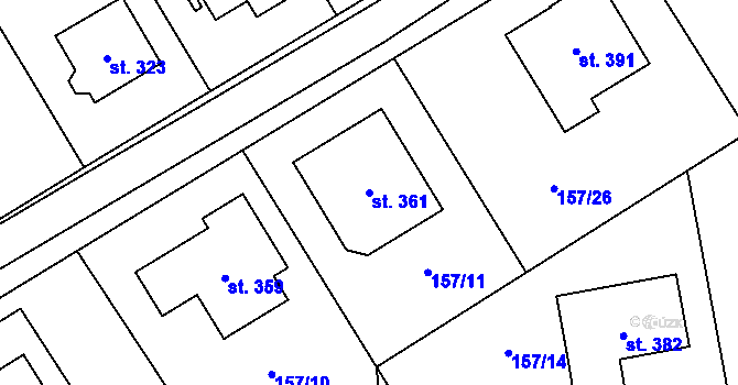 Parcela st. 361 v KÚ Poříčí u Litomyšle, Katastrální mapa
