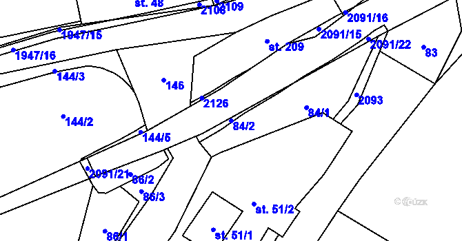 Parcela st. 84/2 v KÚ Poříčí u Litomyšle, Katastrální mapa