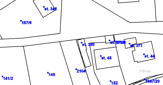 Parcela st. 380 v KÚ Poříčí u Litomyšle, Katastrální mapa