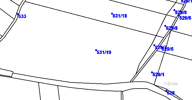 Parcela st. 531/19 v KÚ Nové Dvory u Pořína, Katastrální mapa
