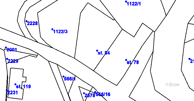 Parcela st. 84 v KÚ Pořín, Katastrální mapa