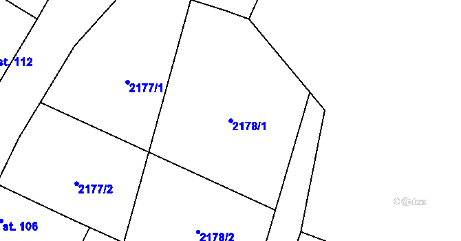 Parcela st. 2178/1 v KÚ Pořín, Katastrální mapa