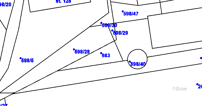Parcela st. 983 v KÚ Pořín, Katastrální mapa