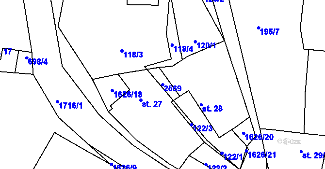 Parcela st. 2569 v KÚ Pořín, Katastrální mapa