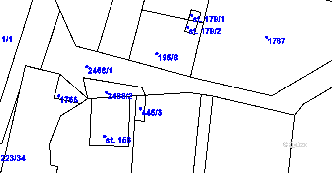 Parcela st. 2468 v KÚ Pořín, Katastrální mapa