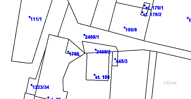 Parcela st. 2468/2 v KÚ Pořín, Katastrální mapa