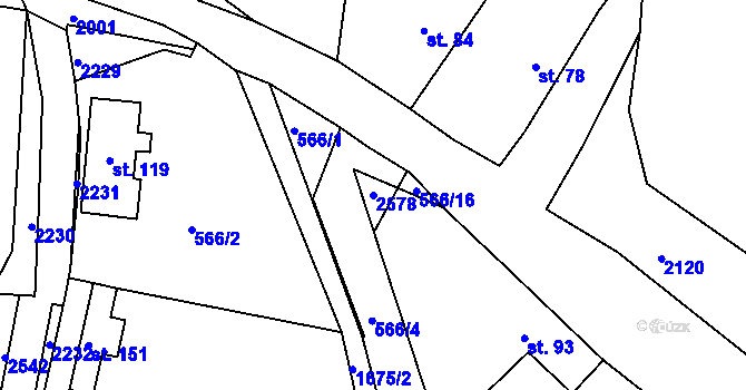 Parcela st. 2578 v KÚ Pořín, Katastrální mapa