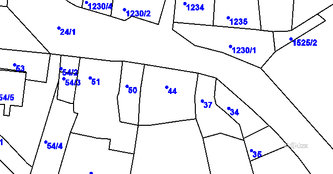 Parcela st. 44 v KÚ Postoloprty, Katastrální mapa