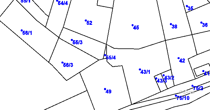 Parcela st. 55/4 v KÚ Postoloprty, Katastrální mapa