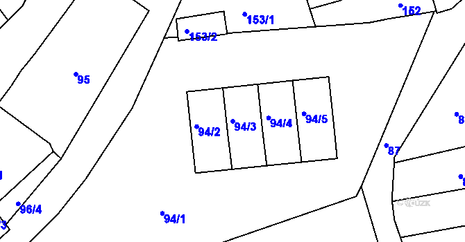 Parcela st. 94/3 v KÚ Postoloprty, Katastrální mapa