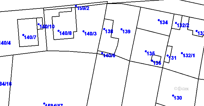 Parcela st. 140/6 v KÚ Postoloprty, Katastrální mapa