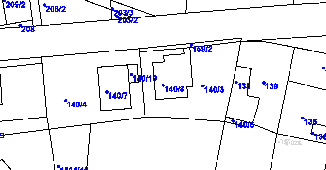 Parcela st. 140/8 v KÚ Postoloprty, Katastrální mapa