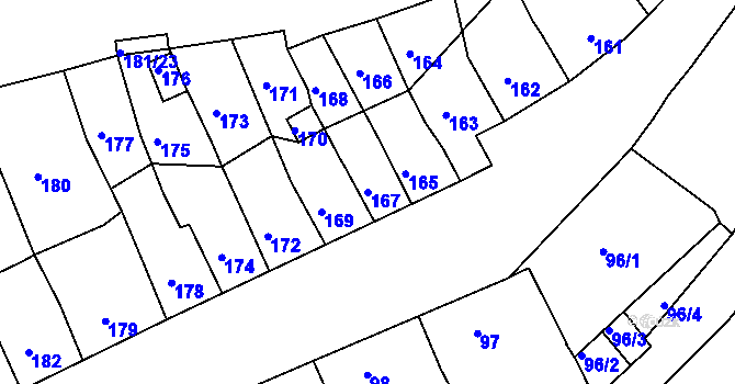 Parcela st. 167 v KÚ Postoloprty, Katastrální mapa