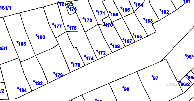 Parcela st. 172 v KÚ Postoloprty, Katastrální mapa