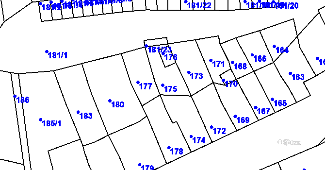 Parcela st. 175 v KÚ Postoloprty, Katastrální mapa