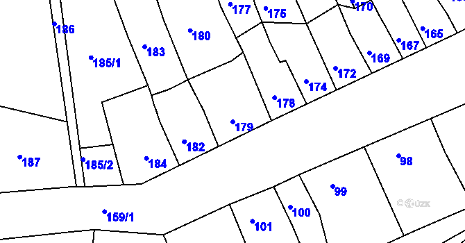 Parcela st. 179 v KÚ Postoloprty, Katastrální mapa