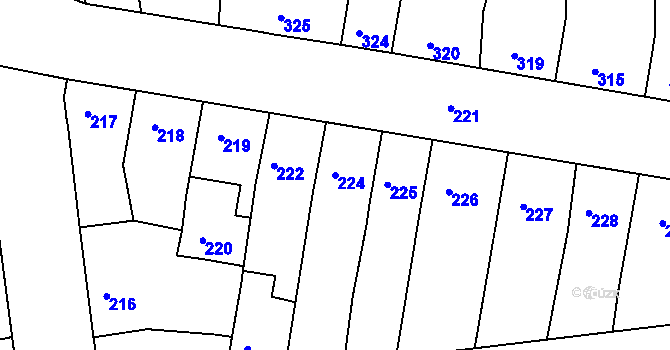 Parcela st. 224 v KÚ Postoloprty, Katastrální mapa