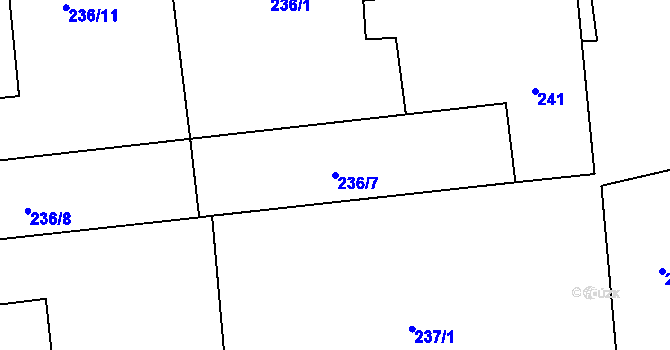 Parcela st. 236/7 v KÚ Postoloprty, Katastrální mapa