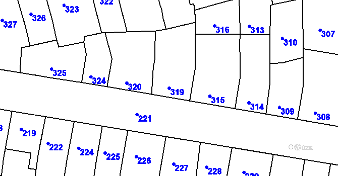 Parcela st. 319 v KÚ Postoloprty, Katastrální mapa
