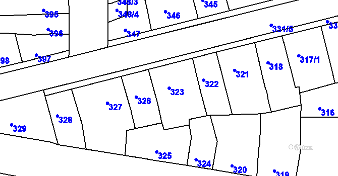 Parcela st. 323 v KÚ Postoloprty, Katastrální mapa