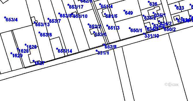 Parcela st. 331/1 v KÚ Postoloprty, Katastrální mapa