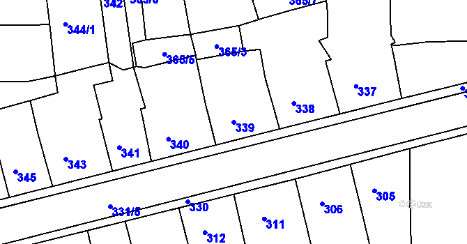 Parcela st. 339 v KÚ Postoloprty, Katastrální mapa
