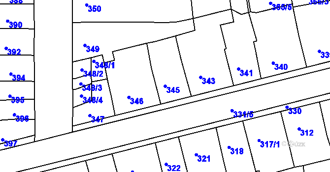 Parcela st. 345 v KÚ Postoloprty, Katastrální mapa