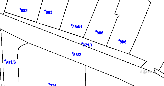 Parcela st. 371/1 v KÚ Postoloprty, Katastrální mapa
