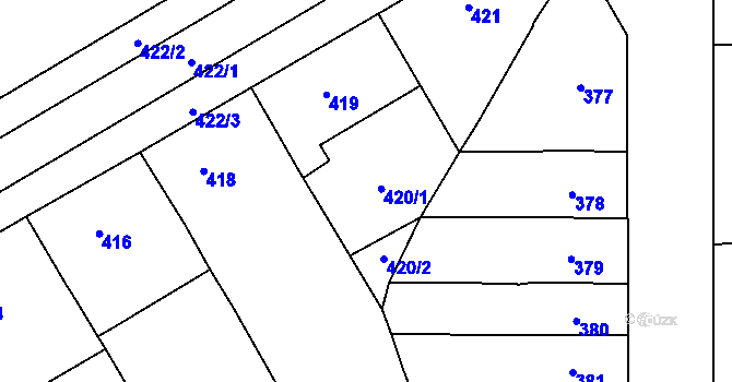 Parcela st. 420 v KÚ Postoloprty, Katastrální mapa