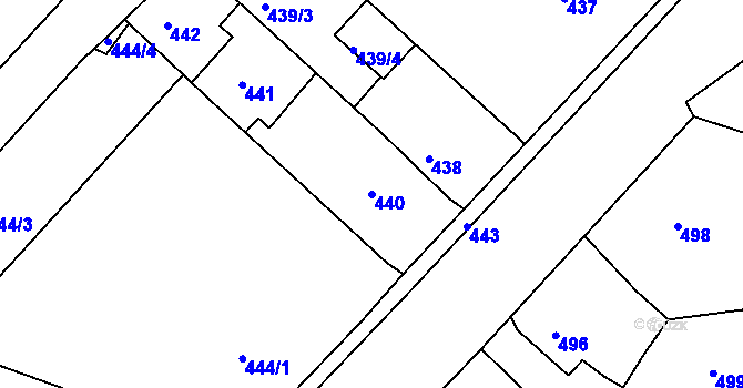 Parcela st. 440 v KÚ Postoloprty, Katastrální mapa