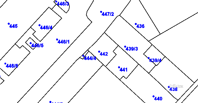 Parcela st. 442 v KÚ Postoloprty, Katastrální mapa