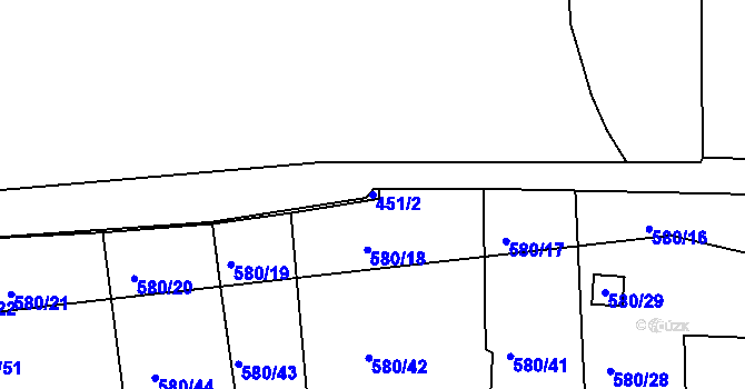 Parcela st. 451/2 v KÚ Postoloprty, Katastrální mapa