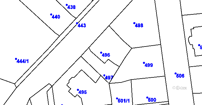 Parcela st. 496 v KÚ Postoloprty, Katastrální mapa