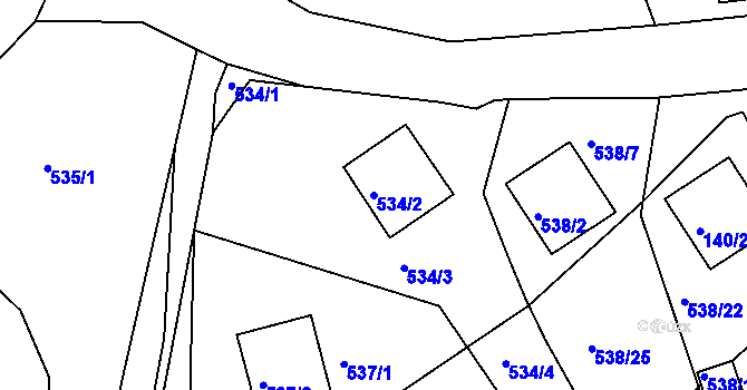 Parcela st. 534/2 v KÚ Postoloprty, Katastrální mapa