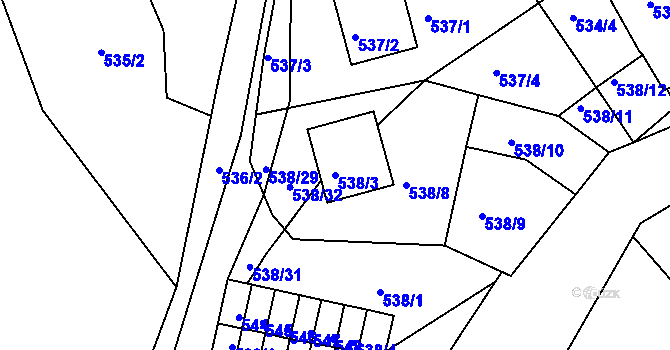 Parcela st. 538/3 v KÚ Postoloprty, Katastrální mapa