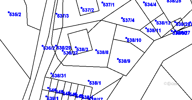 Parcela st. 538/8 v KÚ Postoloprty, Katastrální mapa
