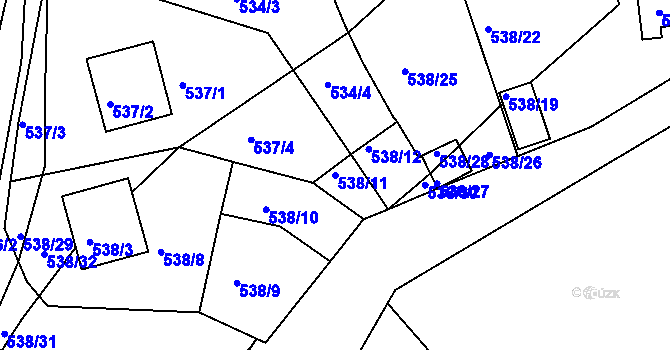 Parcela st. 538/11 v KÚ Postoloprty, Katastrální mapa