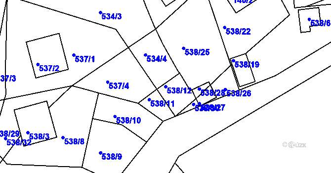 Parcela st. 538/12 v KÚ Postoloprty, Katastrální mapa