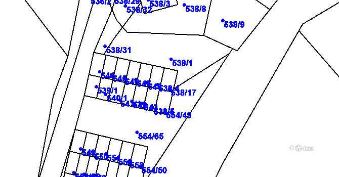 Parcela st. 538/17 v KÚ Postoloprty, Katastrální mapa
